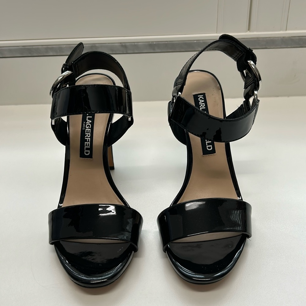 Karl Lagerfeld Cieone Sandal size 6 black patent - Picture 2 of 6